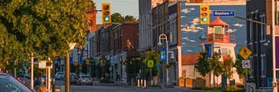 Downtown including Lighthouse mural