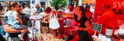 people shopping at market