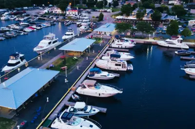 overhead view of Midland Harbour piers